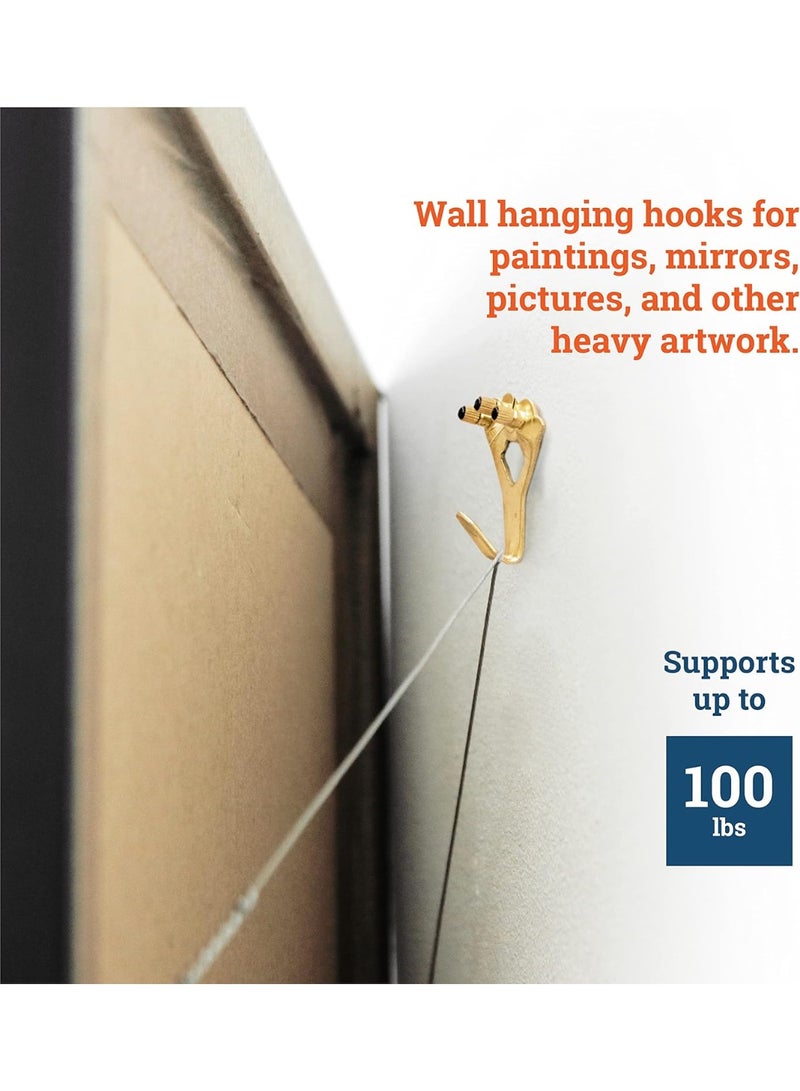 Heavy Duty Frame Hooks Supports Up to 100 lbs - 10 Pack with Nails |  Hooks for Drywall - Mirror Hanging Hardware - Plaster Wall Hangers - Image 4